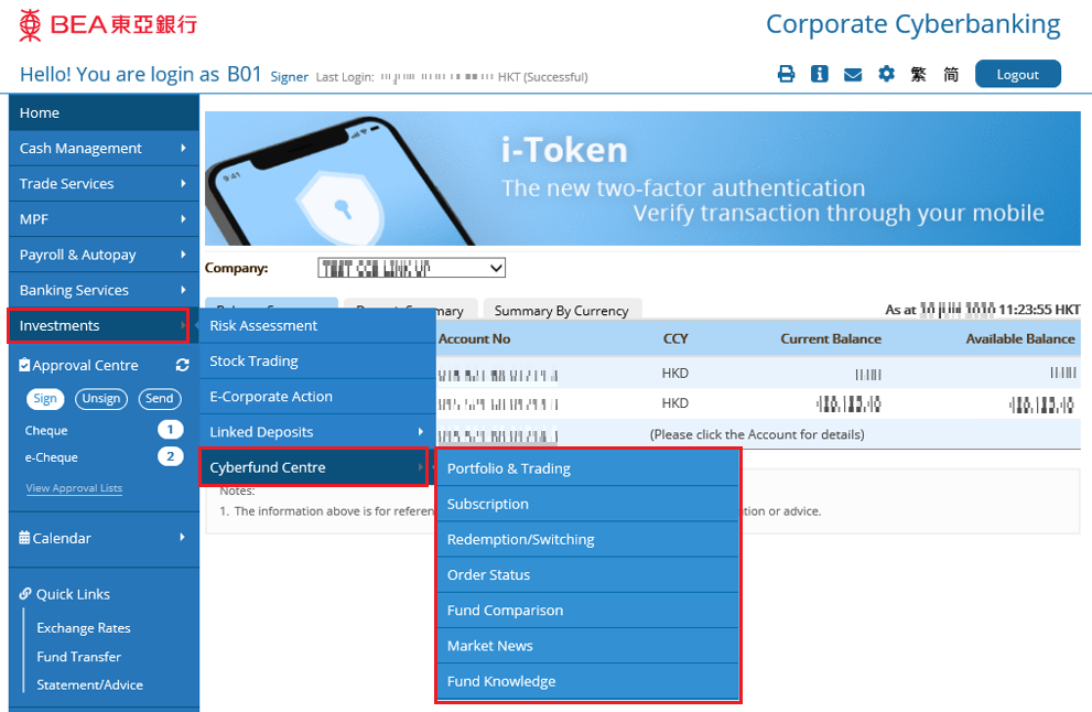 Corporate Cyberbanking (“CCB”) function – Cyberfund Centre Corporate Cyberbanking (“CCB”) function – Cyberfund Centre